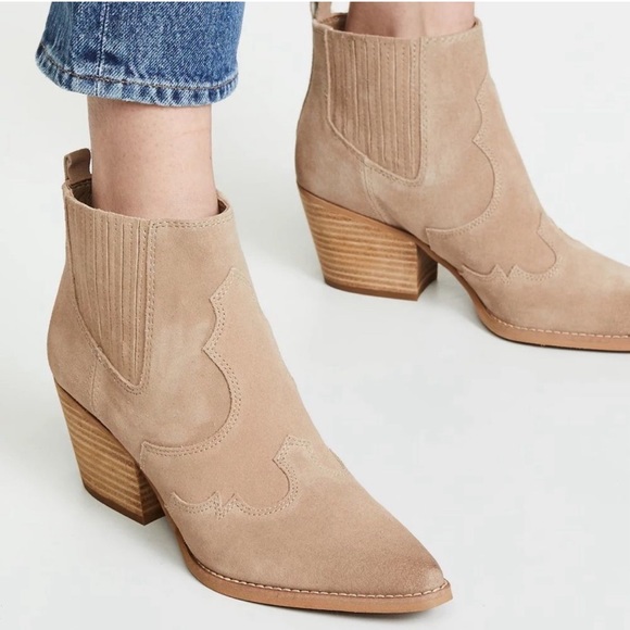 Sam Edelman Shoes - Sam Edelman Winona Suede Western Ankle Boots W 9 Tan Beige
